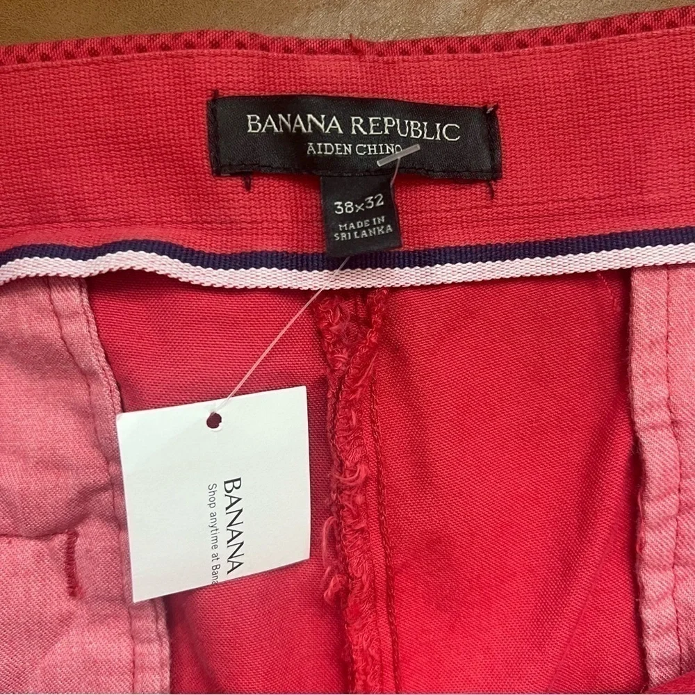Banana Republic Aiden Chino Slim Fit Pants Khakis Trousers Red Printed Sz 38/32